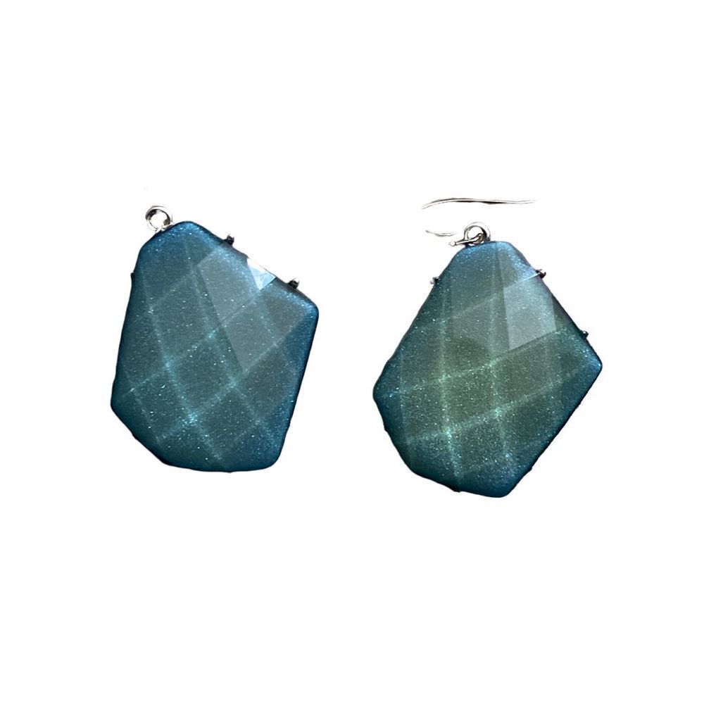 Green And Blue Ish Iridescent Earrings 23$